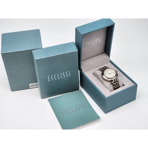 Ecclissi Women 33250 Sterling Silver MOP Dial Round Quartz Analog Watch 34mm NOS - Picture 1 of 15